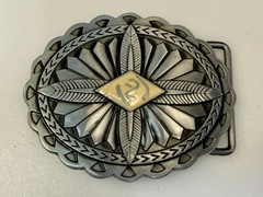 Southwestern Native Indian Tribal Art Style Creme Colored Center Belt Buckle