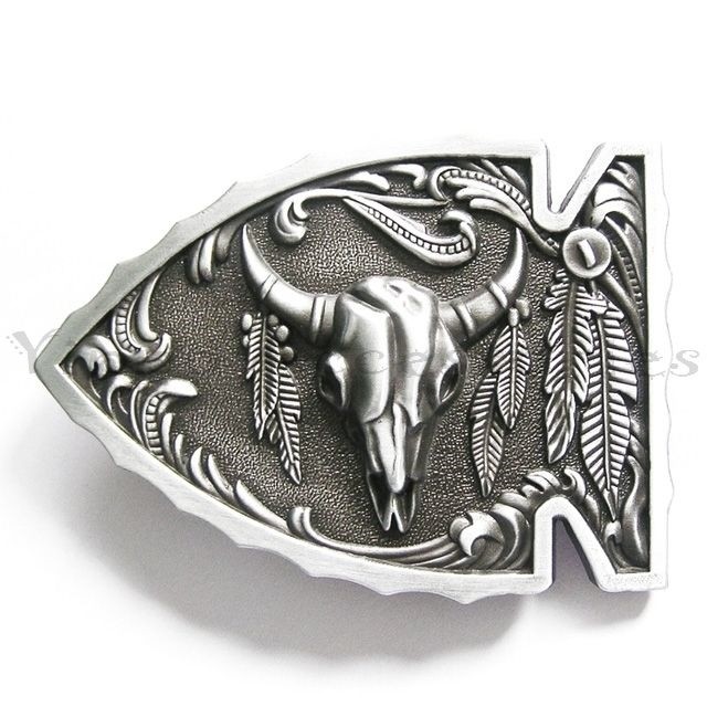 Arrowhead Bull Native American Western Metal Fashion Belt Buckle