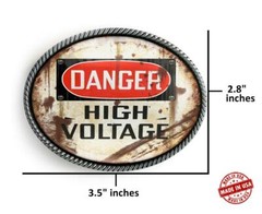 High Voltage Belt Buckle – Danger Grunge Handmade Artisan Buckle