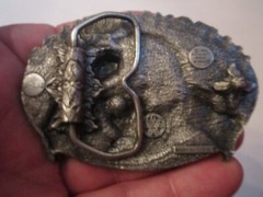 VINTAGE NATIONAL GUARD BELT BUCKLE – AIR FORCE AND ARMY – HEAVY – GW5