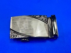 Ornate Flower Swirl Pattern Replacement Silver & Black Color Belt Buckle
