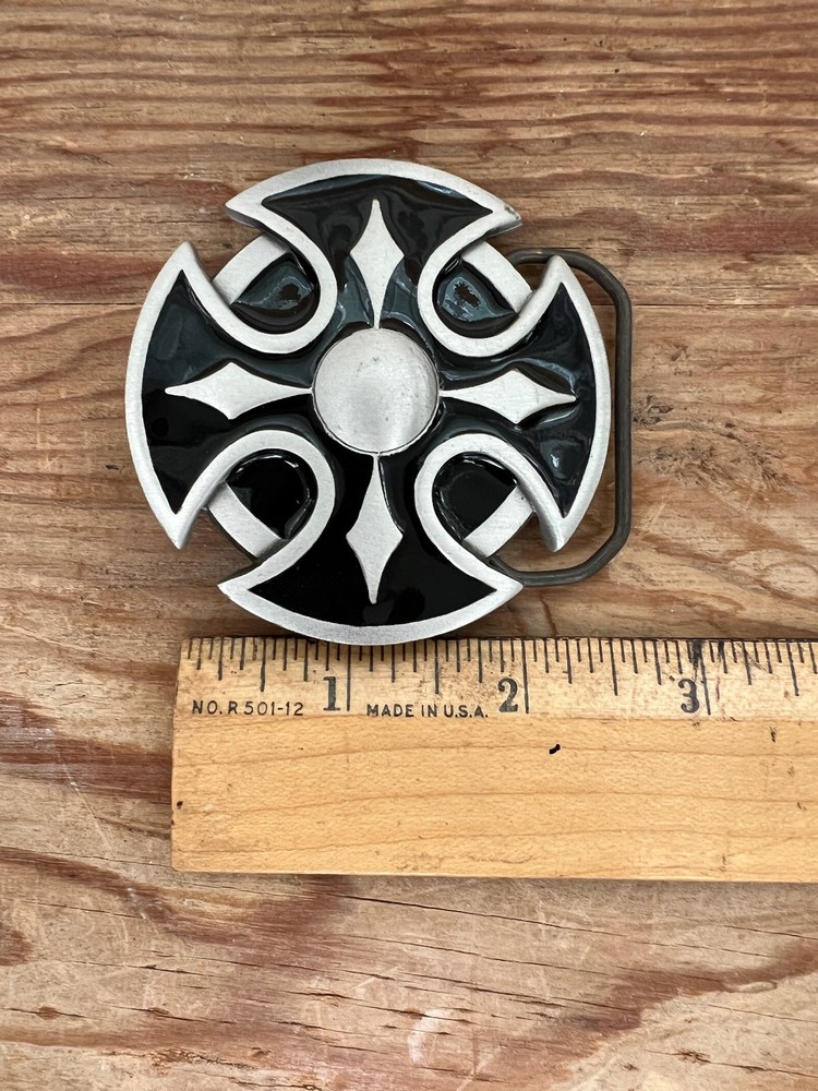 Belt Buckle Fine Pewter Vintage Great American Products 2000 Celtic Shield Cross