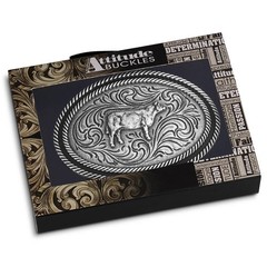 Montana Silversmiths Attitude Show Steer Western Oval Belt Buckle