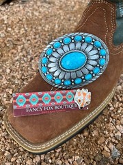 TURQUOISE CONCHO Cowboy WESTERN SILVER BELT CHRISTMAS GIFT BUCKLE Southwest