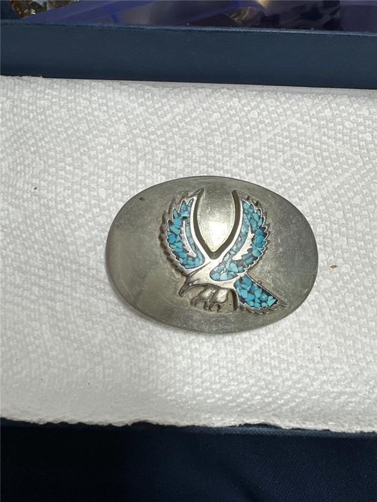Vintage Eagle with Turquoise in Wings Belt Buckle
