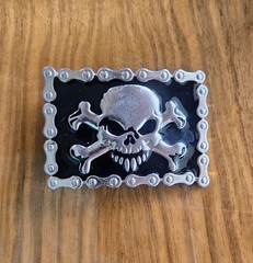 Skull & Cross Bones Belt Buckle Motorcycle Chain Body Rage