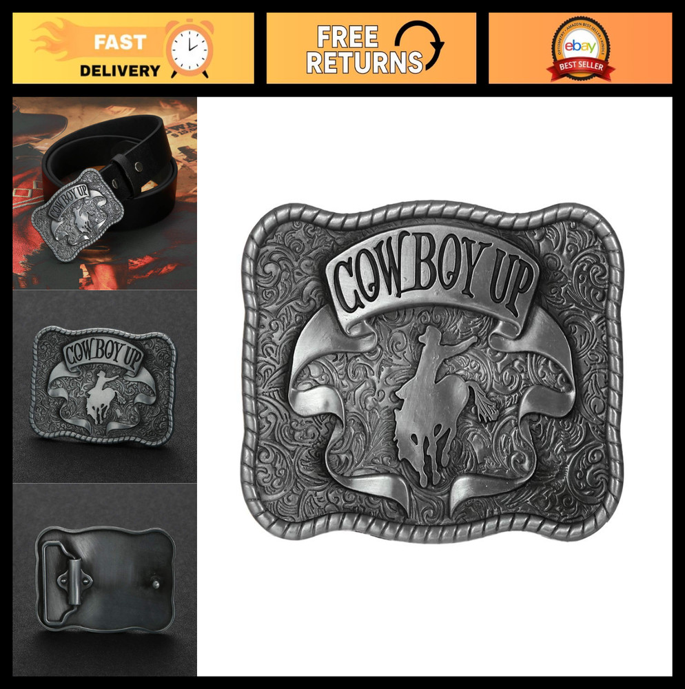 Vintage Cowboy Up Western Belt Buckle for Men & Women – Unique Western Style Acc