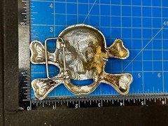 Skull And Crossbones – Silver & Black Enameled Cutout Belt Buckle By Fl&R