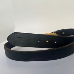 Rare Vintage 1995 Made in USA 3D “By Land Sea Air” Belt Buckle + Leather Belt 46