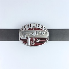 Antique Silver Red Enamel Plumber Belt Buckle Gurtelschnalle also Stock in US