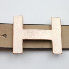 H Belt Buckle Smooth Silver Tone Classic Sporty Metal Buckle