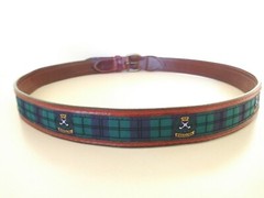 YRI FABRIC & LEATHER BELT LACROSSE BERMUDA CROWN SIZE 40