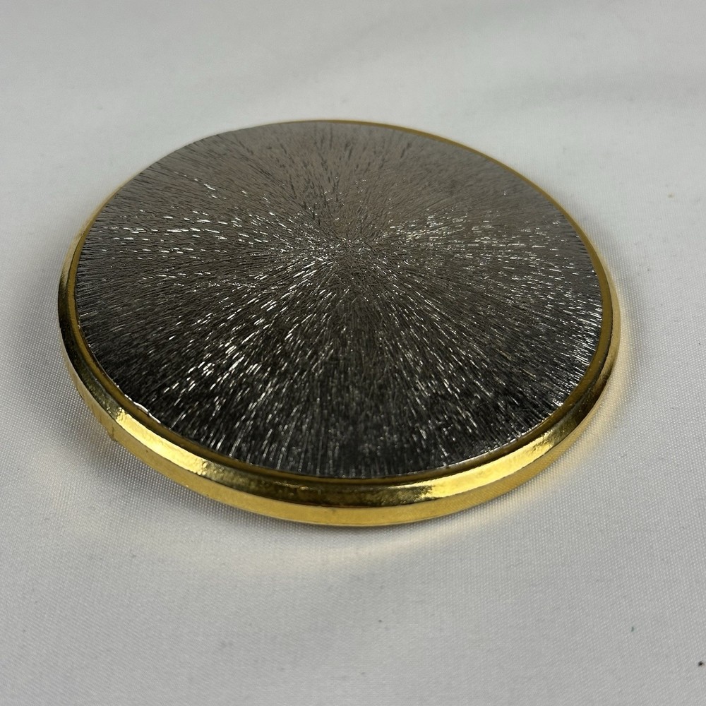 Vintage Style Sunburst Belt Buckle Round Silver Tone Etched Design