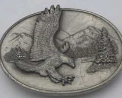 Vintage Siskiyou Eagle Belt Buckle Pewter Mountain Wildlife USA O-18