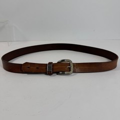 Distressed Genuine Leather Brown Belt Size 40 Silver Tone Buckle