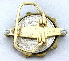 Antique Gold Color REAL 1921 Morgan Silver Dollar Belt Buckle pbb50