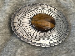 Western Large Tiger Eye Belt Buckle Cowboy Style 1.5 Inch Strap Rodeo Buckle
