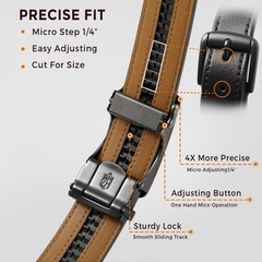 Zitahli Mens Belt Leather 30&Prime; to 36&Prime; Waist Adjustable, Brushed Grey-brwon