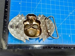 Skull with Flames Cutout Silver & Black Color Silver Moon Creations Belt Buckle