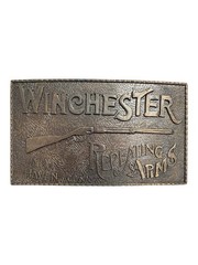 Vintage Brass Belt Buckle Winchester Repeating Arms New Haven Conn. Rifle Guns