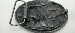 Vtg. Bald Eagle Belt Buckle 1984 Bergamot Brass Works W146 Colorful Laquer USA