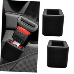 2-Pack Silicone Safety Belt Buckle Holder & Booster | Non-Slip Buckle Black