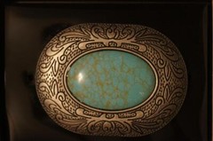 Blazin Roxx Western Belt Buckle Oval Turquoise Stone Silver 37902