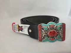 Tibetan Silver Belt Buckle Leather waist trap Turquoise Coral Clasp, B24