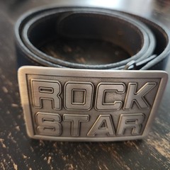 Great American Buckle Co. Pure Pewter Rock Star Belt 2001 Buckle Leather 38 – 40