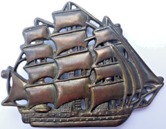 vintage 1970s belt buckle 3 mast sailing tall ship vessel clipper 4&Prime; long