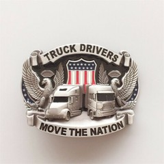 Antique Silver Enamel Nation Road Truck Driver Belt Buckle also Stock in US