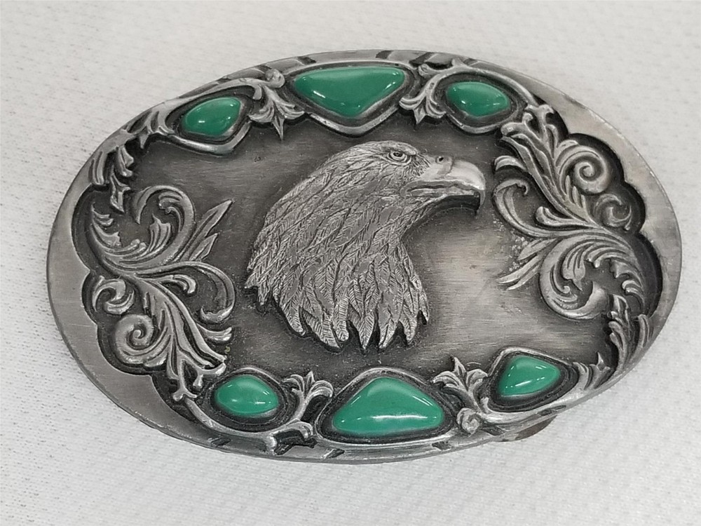VTG 1992 Arroyo Grande Buckle Co. Eagle Head With Stones Belt Buckle Shelf V4