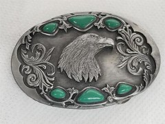VTG 1992 Arroyo Grande Buckle Co. Eagle Head With Stones Belt Buckle Shelf V4