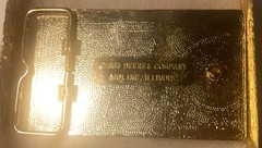 Vintage 1985 Metal Belt Buckle, Brass and Wood, John Deere, Tractor, Farming, Fa