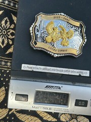 Western Buckle Gold Black Silver Roosters Cowboy 2 »Buckle Hebilla Vaquero Gallo