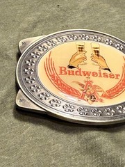 Vintage/undated Budweiser Beer belt buckle. 3.5&Prime; Wide.