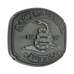 America Don&rsquo;t Tread On Me Gadsden Flag Snake Belt Buckle Antique Silver Tone