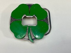 Four Leaf Clover Shamrock Cut Out Lucky Novelty Belt Buckle And Bottle Opener