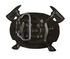 Fireman Men&rsquo;s Belt Buckle Antique Silver Tone Fits 1.5&Prime; Belt Black White Enamel