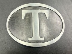 Initial Block Letter T Montana Silversmiths RARE Grey & Black Color Belt Buckle