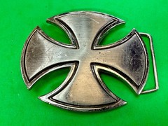 Maltese Iron Cross Religious Gothic Punk Vibe Silver Color Cutout Belt Buckle