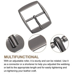 8Pcs 1.26&Prime; Single Prong Belt Buckle Square Center Bar Buckles Metallic Black