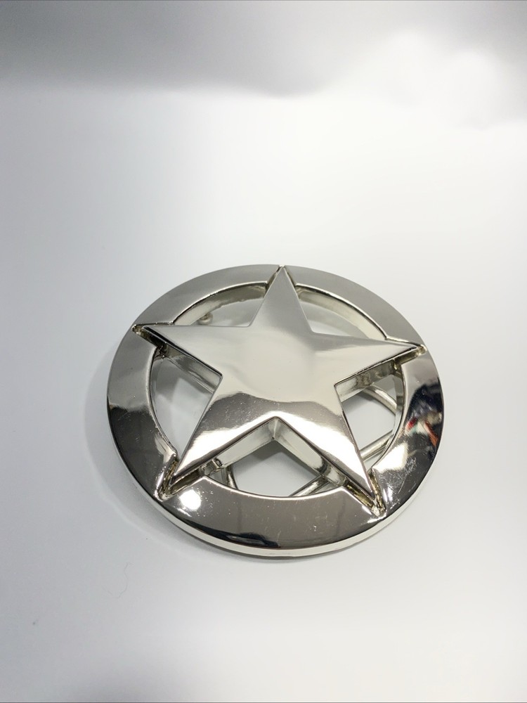 Chrome Sheriff’s Star / Texas Star Belt Buckle Metal Cowboy Western Biker