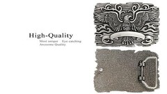 Antique Engraved Eagle Crest Belt Buckle Fits 1-1/2&Prime;(38mm) Wide Belt