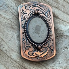 Western Floral Scroll Belt Buckle Copper Tone Beaded Oval Center DIY