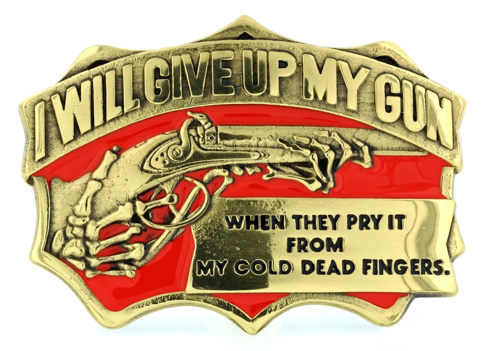 « From My Cold Dead Fingers » Gun Rights Solid Brass Belt Buckle