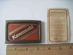 RARE Vintage KAWASAKI Belt Buckle by Design-A-Buckle, 3-1/4&Prime; x 2&Prime;, USA, NEW