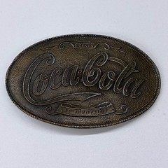 Vintage Coca-Cola Belt Buckle Brass/Bronze Tone Oval 5 Cents At Fountains Mens