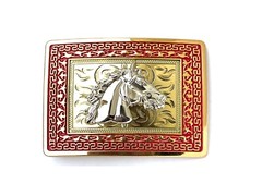Western Buckle Gold Silver Red Horse Head Cowboy Buckle Fit 2 » Hebilla Vaquero