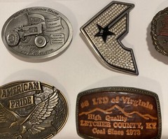 Vintage Lot of 10 Nice Style Belt Buckles, Tractor, Basketball, American, More